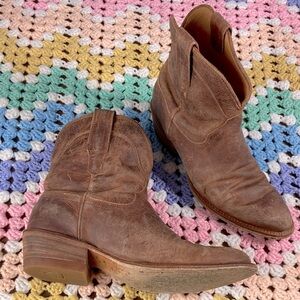 Tecovas The Penny 8.5 B Brown Leather Short Cowboy Boots Booties Leather